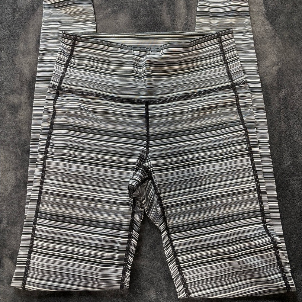 Athleta Black and White Striped Leggings